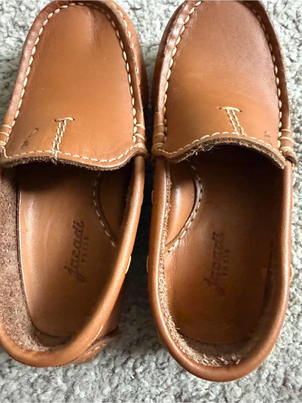 Jacadi Paris Brown Leather Children Moccasin-Style Loafer Shoe- Size 24